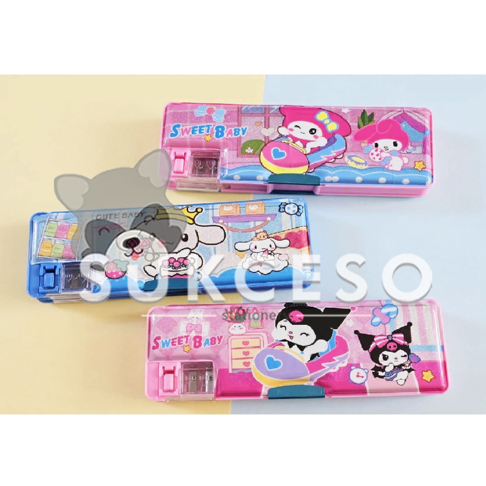 

Fancy Tempat Pensil Glitter Karakter Sanrio KT-390 Pencil Case Multifungsi Murah