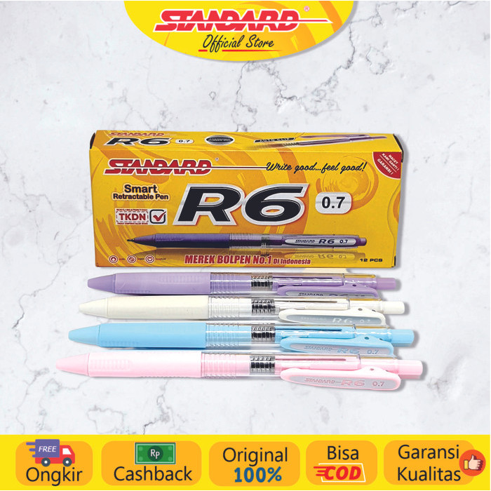 

TERBARU STANDARD PEN R6 BLACK / 12 PCS - 0.7 Hitam, Isi 12 Pcs