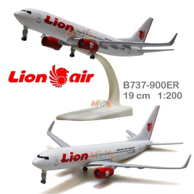 Diecast Pajangan Miniatur Replika Pesawat Lion Air B737-900ER Full Besi Skala 1:400 19 Cm