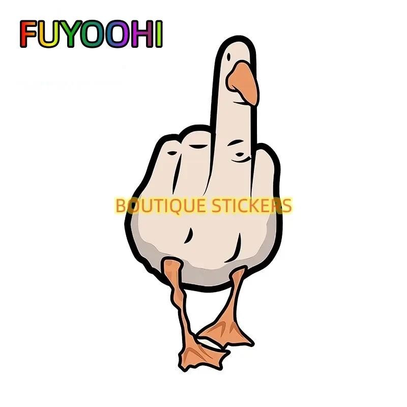 

FUYOOHI Boutique Stickers Duck Middle Finger Funny Joke Vinyl Car Stickers Windshield Decals Creative Car Wrap Cute