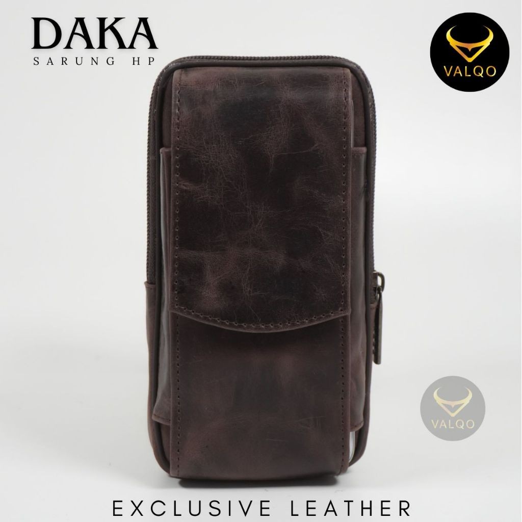 TERLARIS Valqo Daka Sarung HP Kulit Sapi Asli 2 Slot HP Hingga 6,7 Inch Tempat HP Dompet HP Tas HP