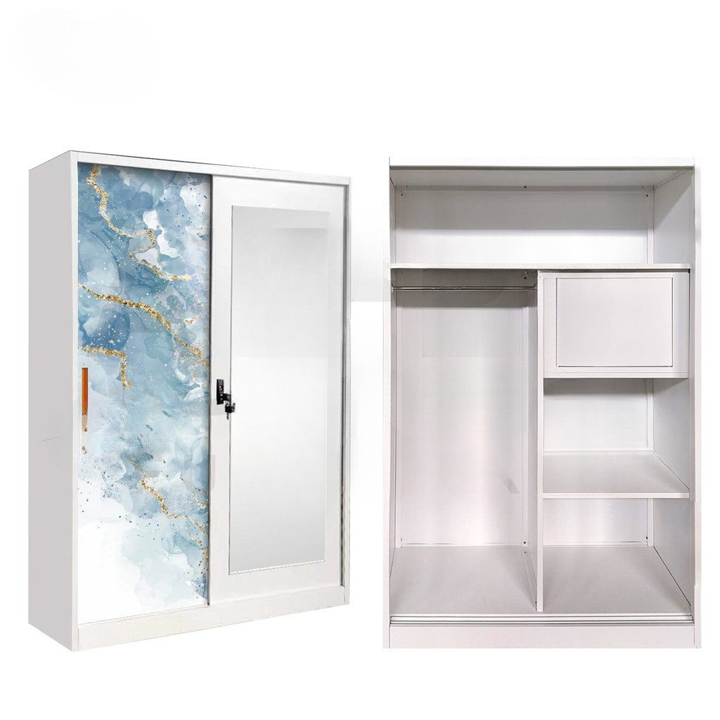 Lemari Pakaian Besi 2 Pintu Sliding Minimalis / Lemar Baju Sliding