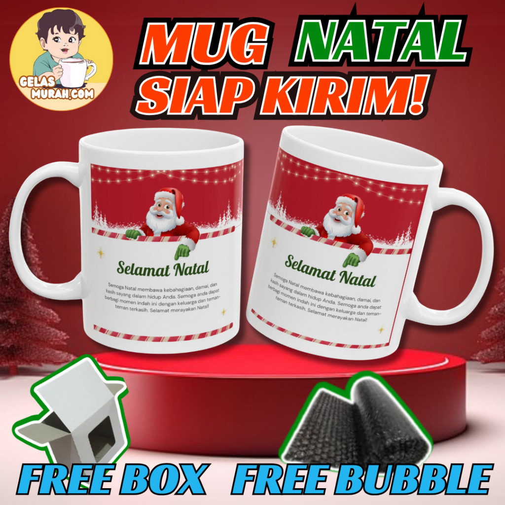 Hampers Mug  Kado Natal Christmas / Gelas Premium / Mug Natal / Christmas Gift Mug / Gelas Edisi Nat