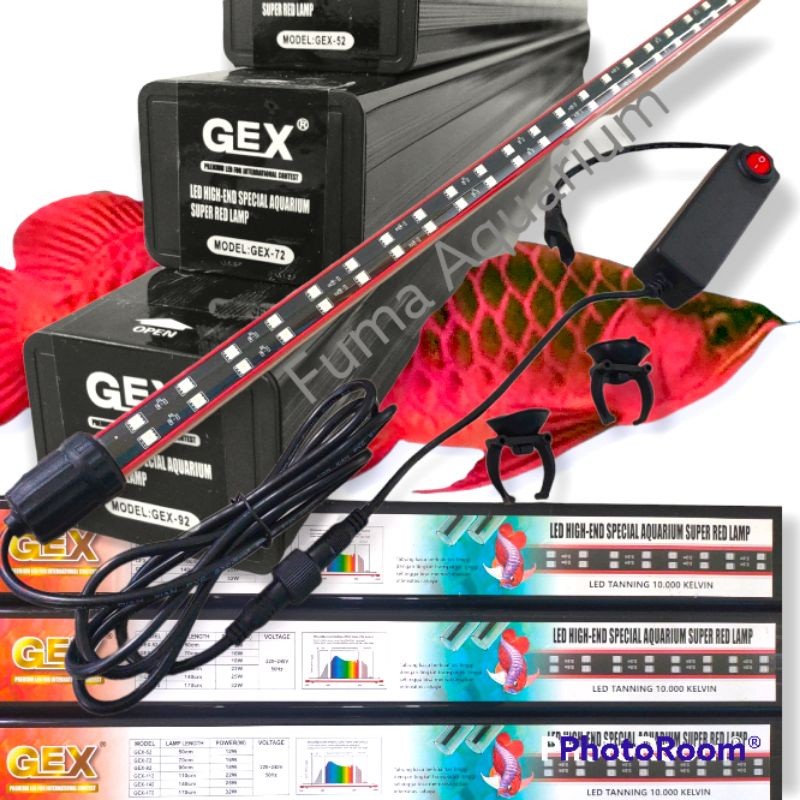 Terlaris Lampu Tanning View Red Arwana GEX-52 GEX -72 GEX-92 Special Super Red 10.000 kelvin Led Aqu