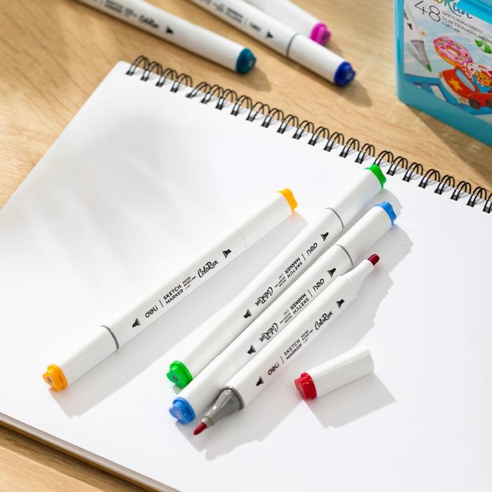 

Promo Deli Spidol Warna Dual Tip Sketsa /Water Based Sketch Marker EC187-60 - 60 warna Terlaris