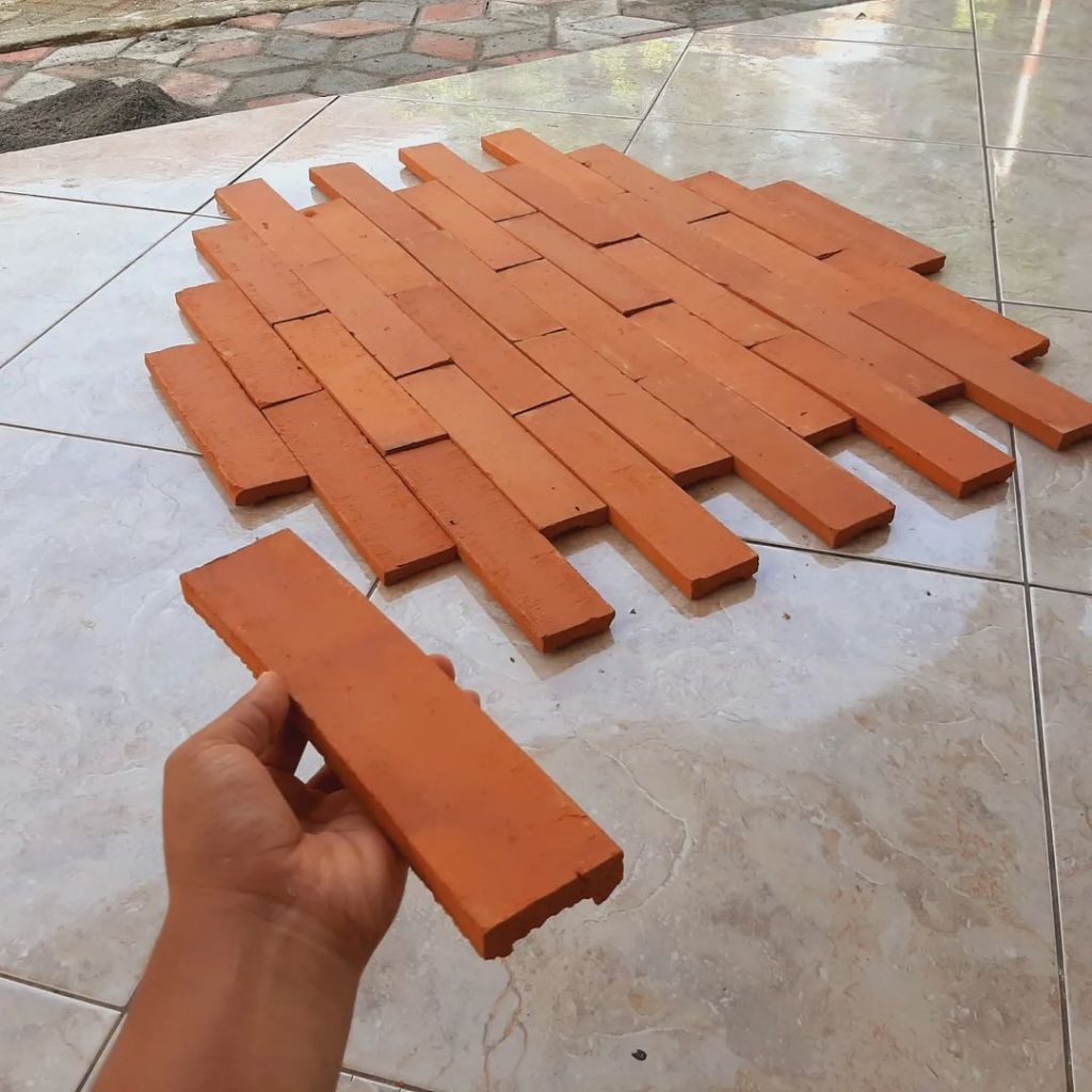 Bata tempel tekstur kasar Aestetic, Bata tempel Terakota, bata tempel minimalis, bata tempel merah, 