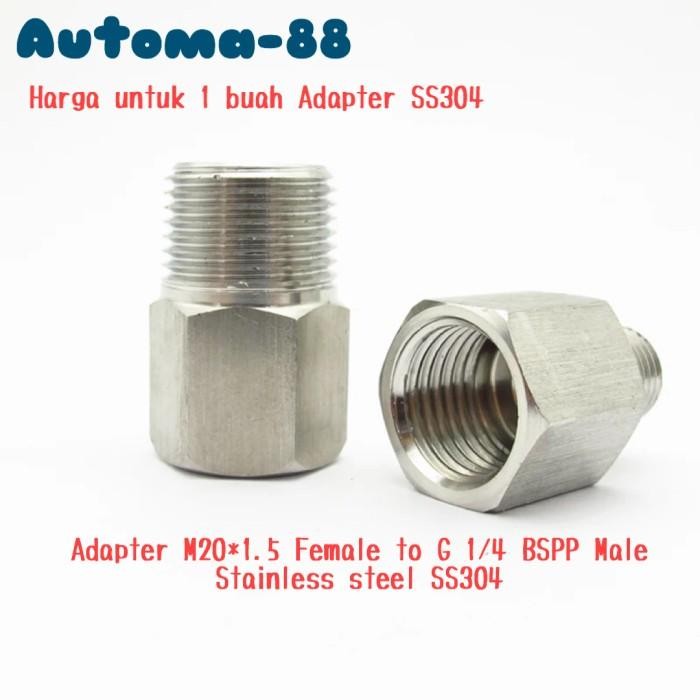 LT68 - AD-022 Adapter Drat Dalam M20 Female x Drat Luar G 1/4 BSPP Male Stainless steel SS304