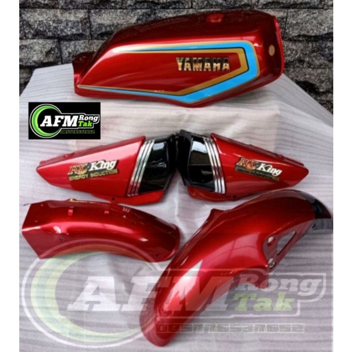 paket bodi set body set rx king tahun 1983 warna merah marun tangki rx king new bok aki lis crom rx 