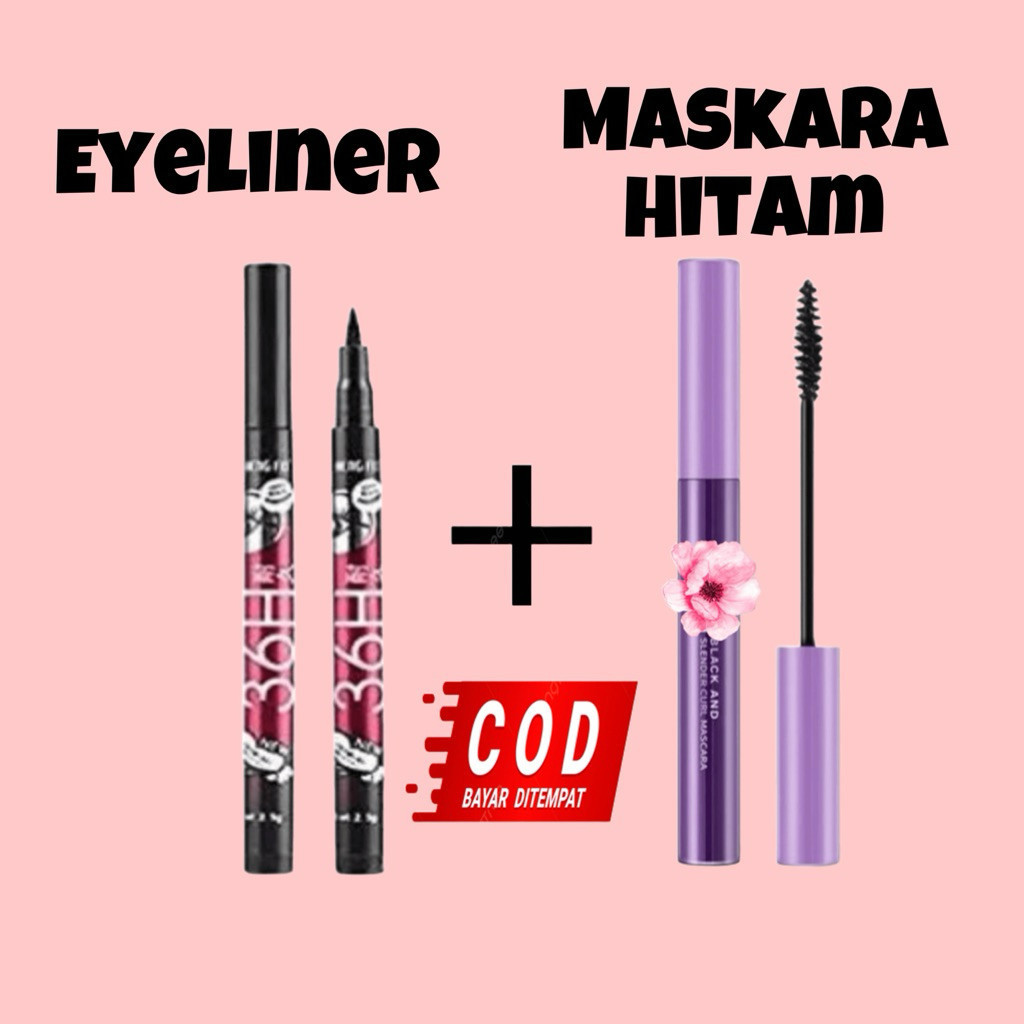 Maskara dan Eyliner 2in1 mascara eyeliner 36hours maskara purple Waterproof eyeliner 48 jam - Tingkl