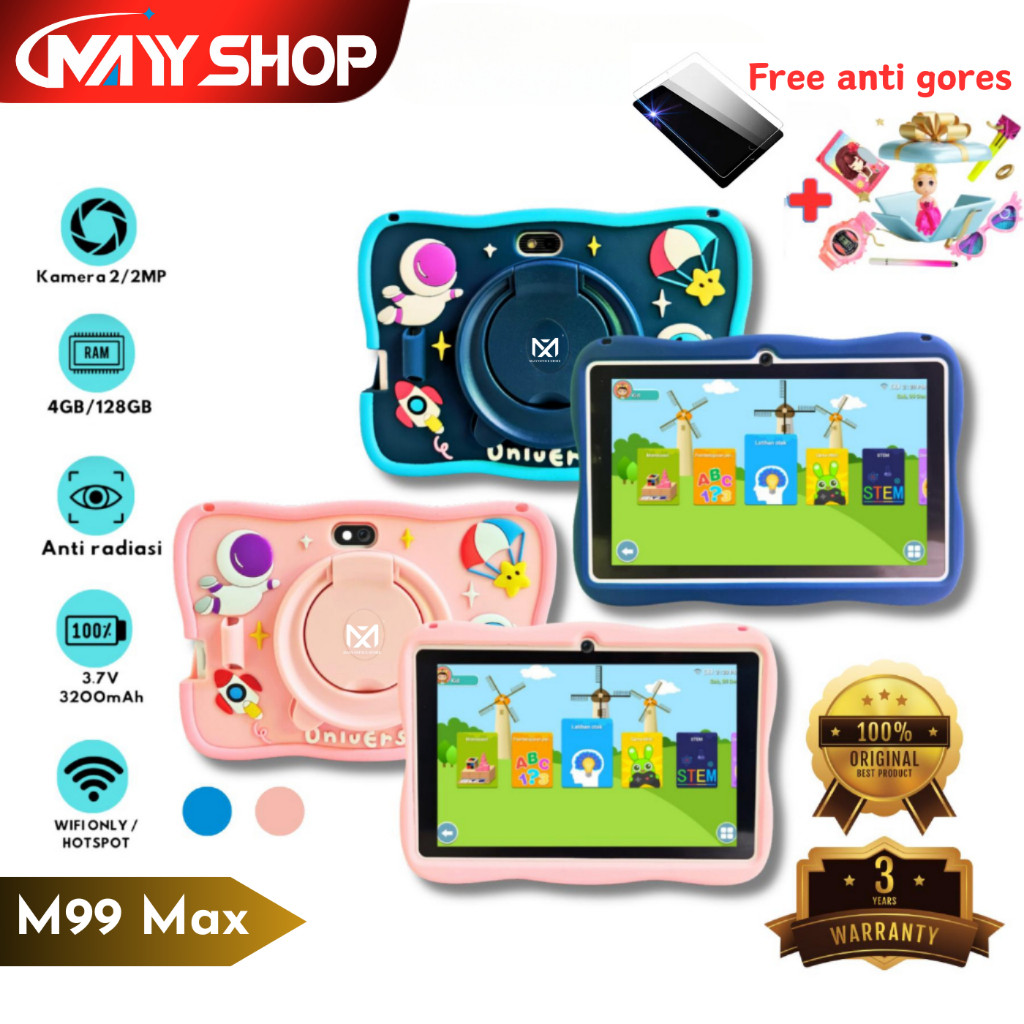 4GB+128GB/TAB STUDY KIDS Tablet Anak M99 Max Astronout Version Tablet Anak Tablet Astronout IPS Scre