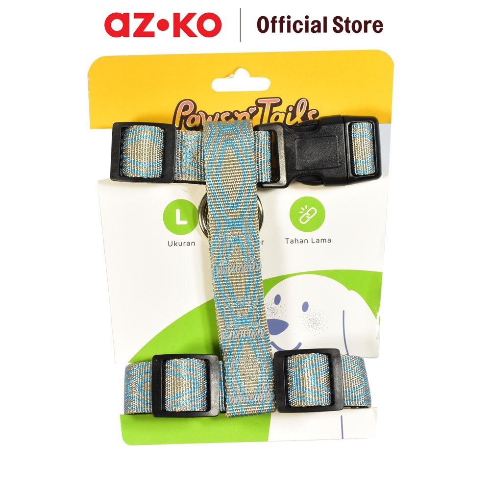 AZKO Paws N Tail Ukuran L Harness Anjing Denim - Biru Tali Harness Anjing Dog Harness Perlengkapan K