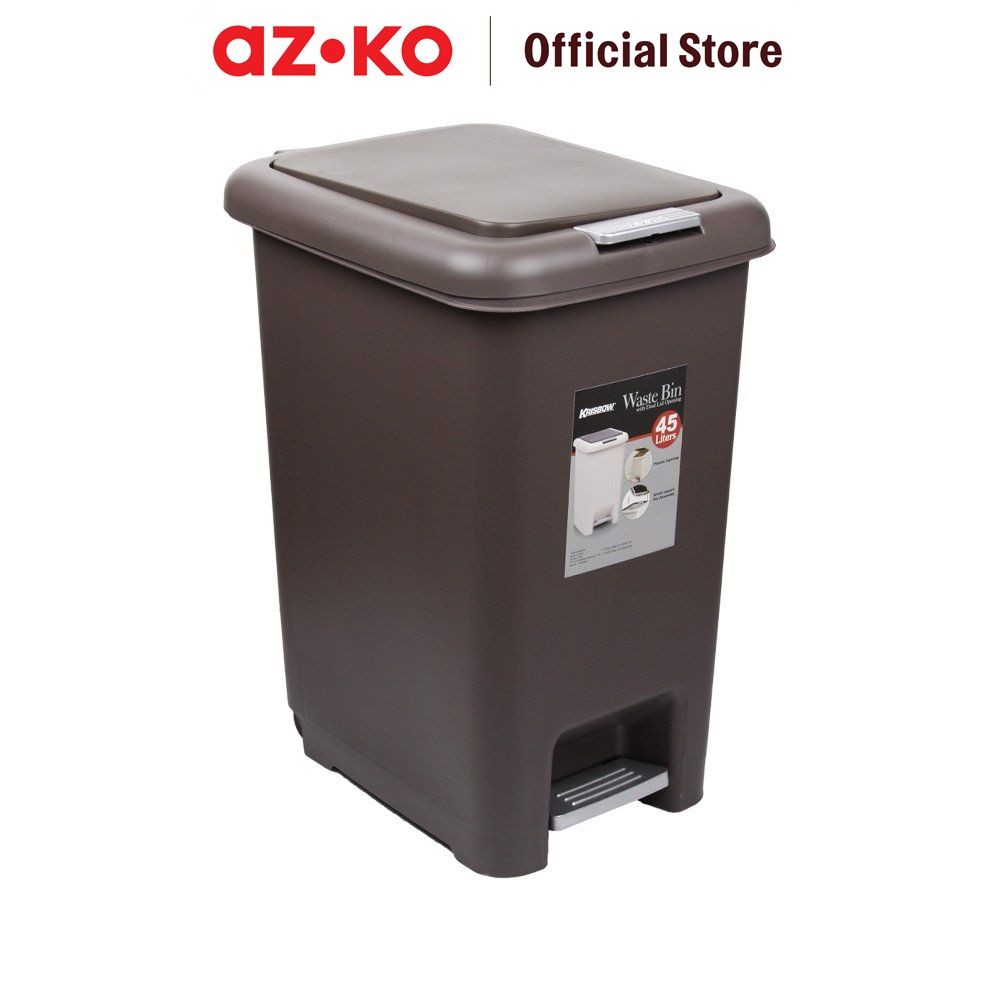 AZKO Krisbow Tempat Sampah Plastik 45 Liter - Cokelat Trash Can Waste Bin Tong Sampah Keranjang Samp