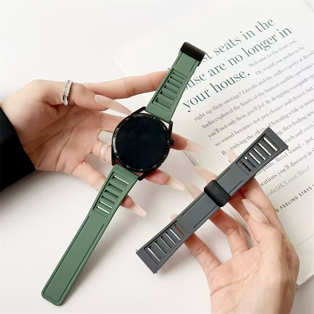 

18mm 20mm 22mm silicone band for Garmin Forerunner 158 165 168 255 255S 265 265S louvered breathable flat head magnetic suction