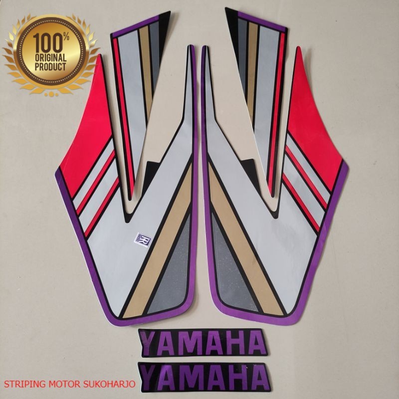 (ORI) STRIPING stiker list body stiker yamaha RX KING 1994  silver merah full set kualitas original