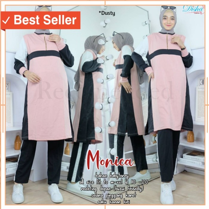 BAju Sport Kekinian Keren Unik Style Korea tebal awet /new monica sporty set setelan celana olahraga