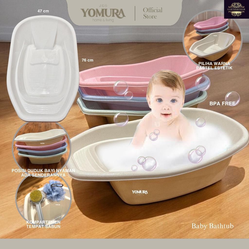 YOMURA Bak Mandi Bayi JUMBO+Senderan BPA Free/ Baby Bathup Besar/ Tempat Mandi Bayi Anak Balita/ Bab