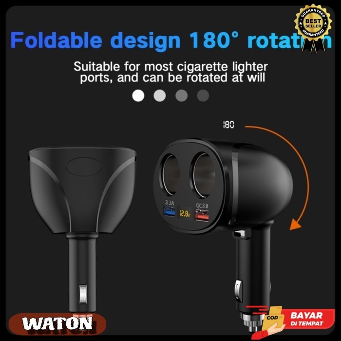 (AD) Car Charger Qualcomm 3.0 Fast Charging Dual Lighter Port