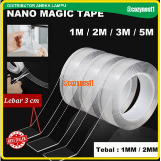 

(GLT) Double Tape Nano Doubletape Bening Transparan 1M 2M 3M 5M Tebal 2MM - 1 Meter