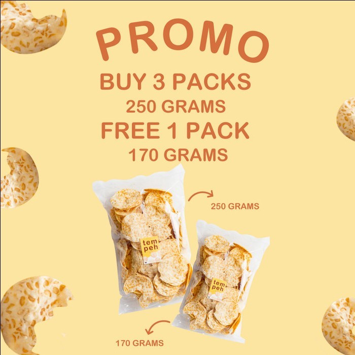

PROMO Tempeh Chips - Buy 3 Packs 250 grams GET 1 FREE 170 grams