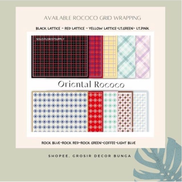 

ROCOCO GRID WRAPPING FLOWER SQUARE CELLOPHANE MOTIF KOTAK GRID KERTAS KADO KOTAK KECIL FLORAL WRAPPING BUKET CRAFT PAPER GIFT PAPER KERTAS BUNGA FLORIST WATERPROOF PAPER NON WOVEN PAPER PASTEL PAPER BUKET WISUDA MONEY BOUQUET KERTAS MOTIF NATAL CHRISTMAS