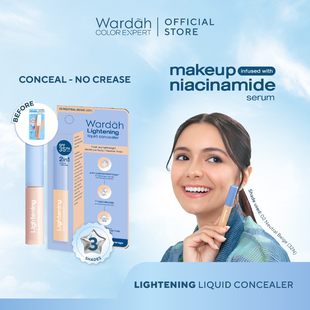 WARDAH Lightening Liquid Concealer 6g - Medium to High Coverage dalam Formula Extra Ringan yang Meng