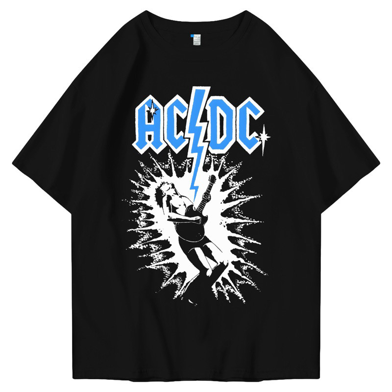 【Barang Ready & Promo】Epidemic Oversized Acdc blue Tshirt  | BEATLES Kaos Streetwear Unisex Tee