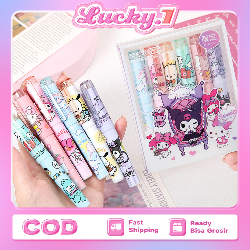 

1 set Stabilo Sanrio Highlighter/ Stabilo Pastel Warna Lucu Penanda Pewarna Diary Marker Stationery