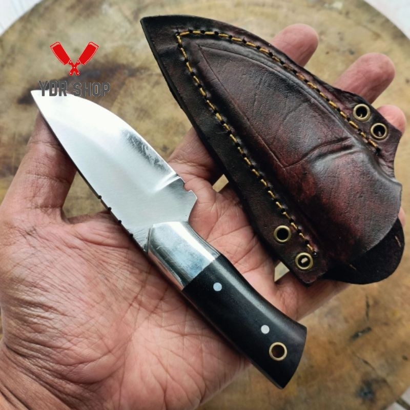 Pisau neck knife skinner hss fulltang sarung full kulit