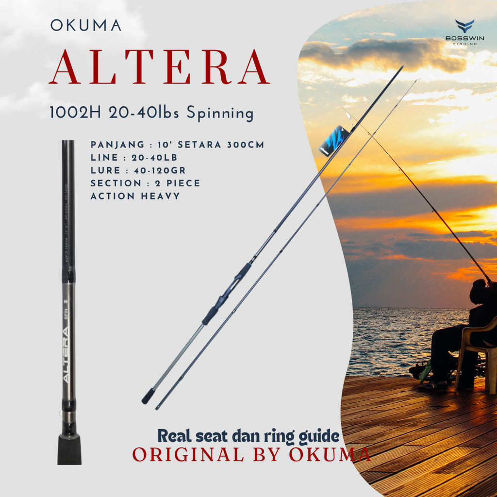 JORAN OKUMA SHORE JIGGING ALTERA ALT S 1002H 20-40lbs Spinning Free Packing Pipa Paralon/PVC