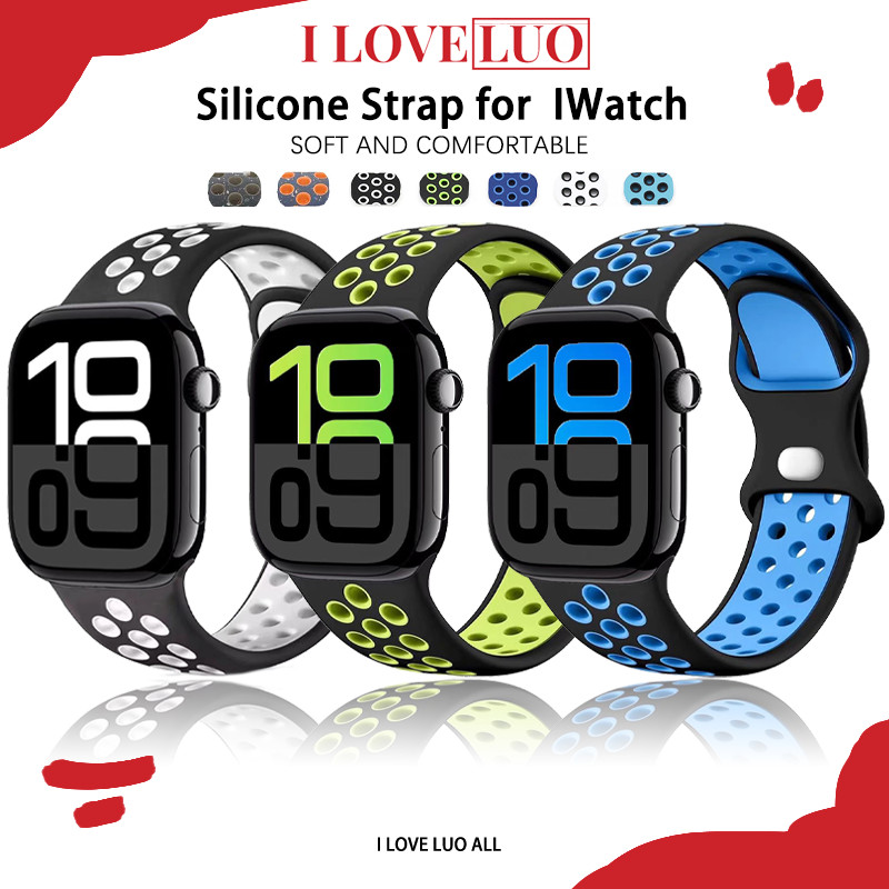 Silicone Sport Strap for Apple Watch IWatch Ultra 3 2 49mm Series 11 10 9 8 7 6 5 4 SE 3 2 1 46 41mm