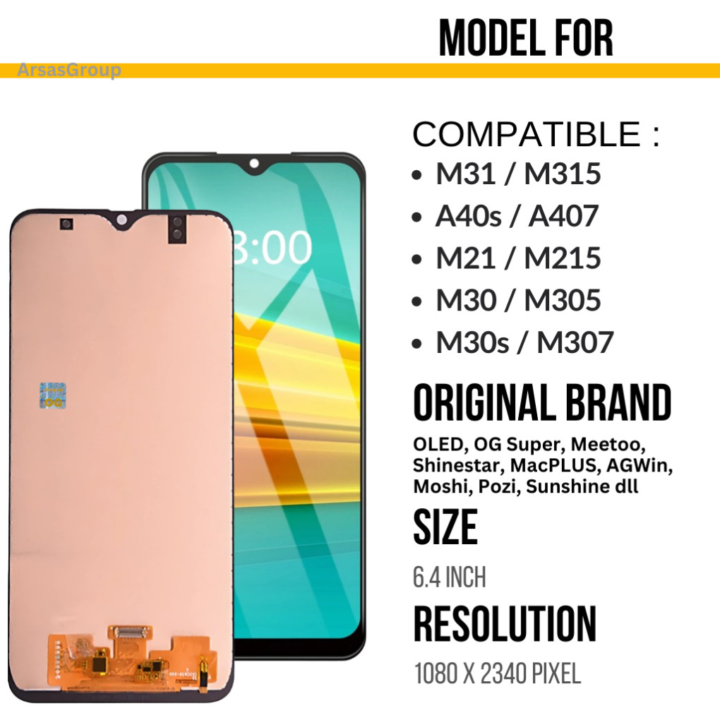 Lcd TS SAMSUNG M31 A40s M21 M30s M30 Original Shinestar, Tictoc, OG Super Meetoo, Pozi, Moshi, Agwin