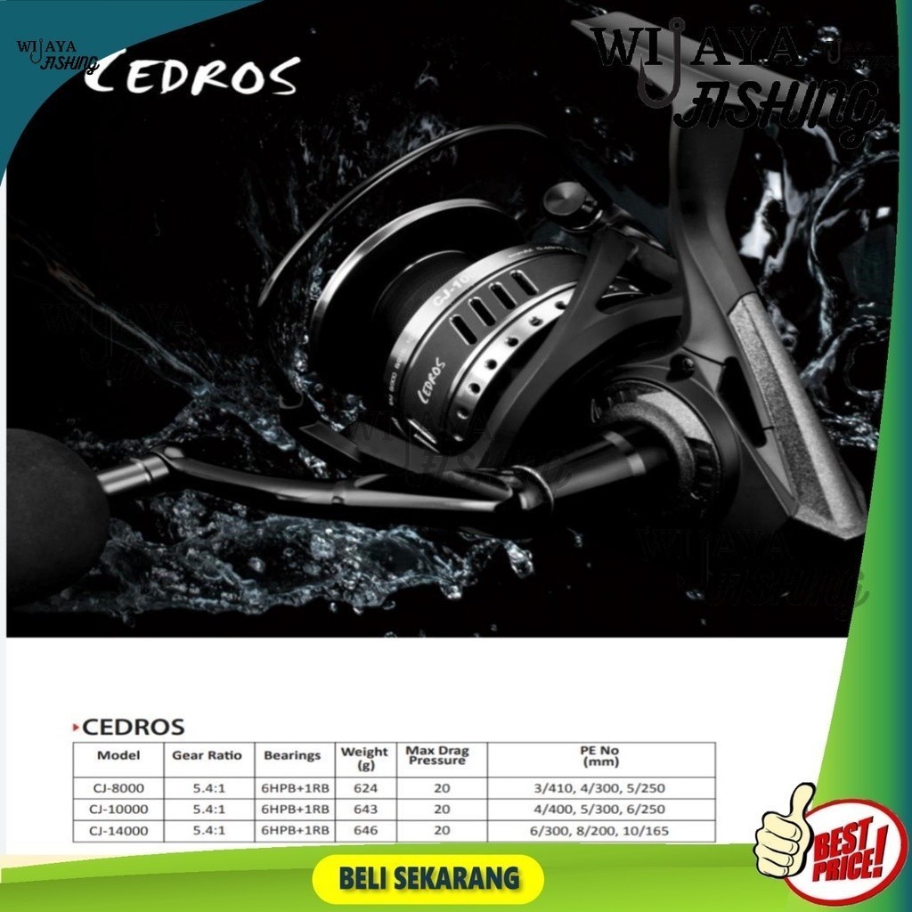 REEL PANCING OKUMA CEDROS 4000h, 8000, 10000, 14000 power handle salt water BADAK