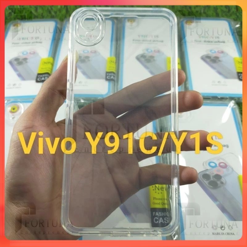 [ FORTUNA ] SoftCase VIVO Y91C/Y1S/1820 Case Casing Silikon Bening Clear Transparan Pelindung+Camera