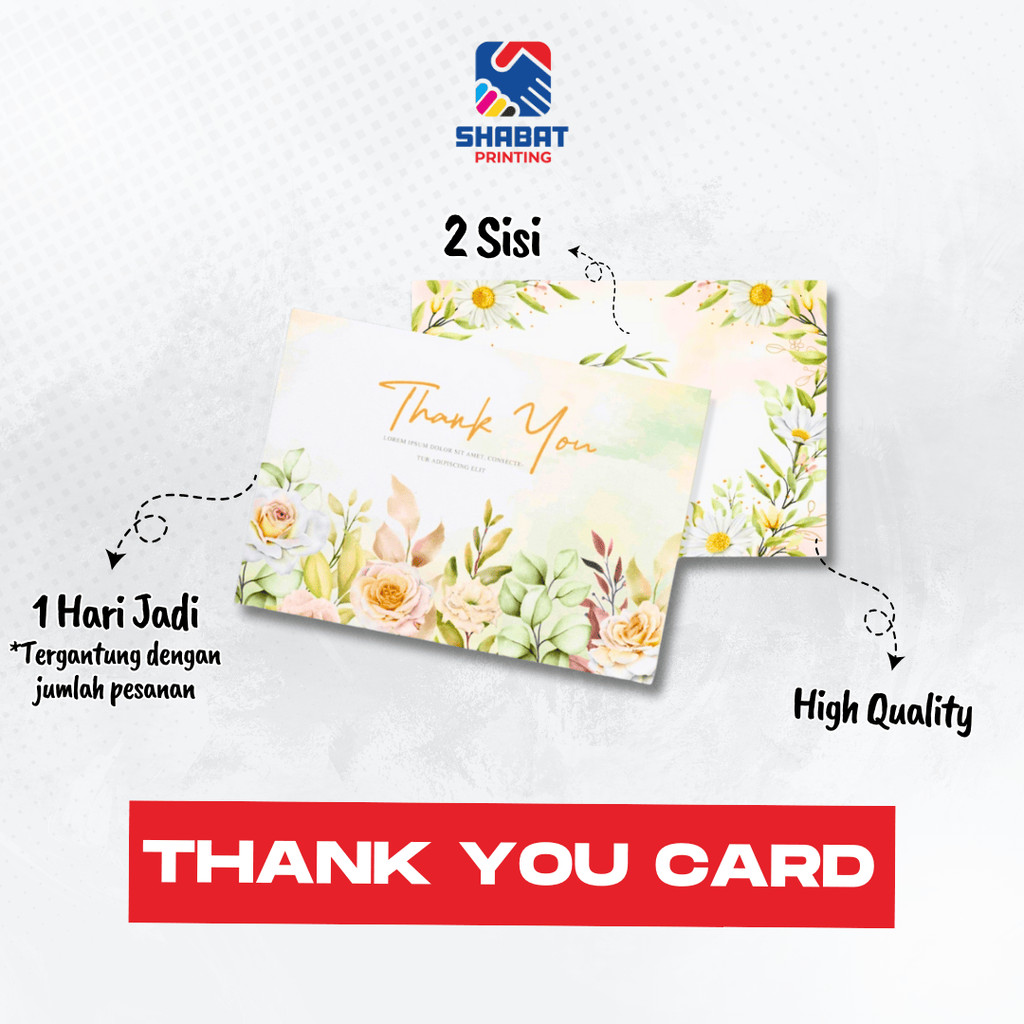 

Thank You Card Custom Cetak 2 sisi Art Carton 230 - Kartu Ucapan - Kartu souvenir - Thank You Card