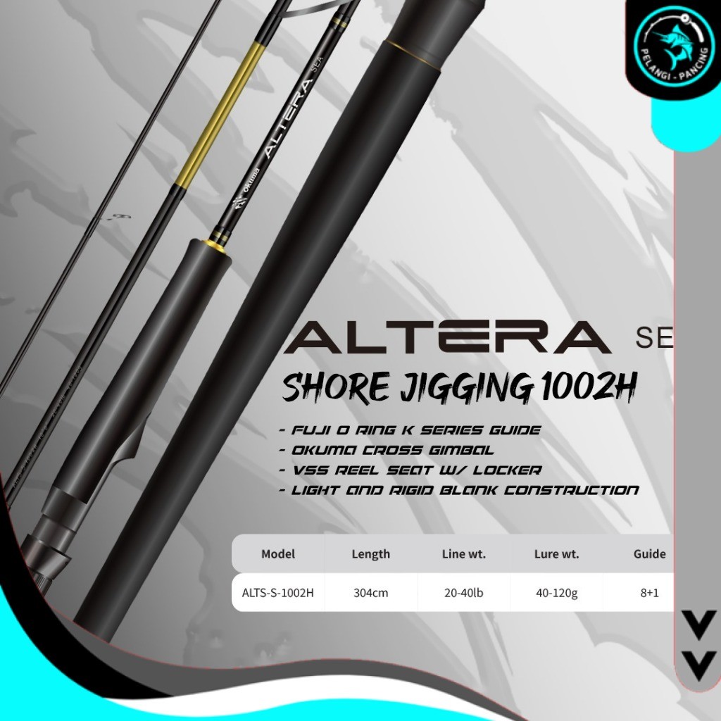 Joran Pancing OKUMA Altera Sea Shore Jigging 1002H 20-40Lbs Stik Mancing Casting Jigging Pinggiran T
