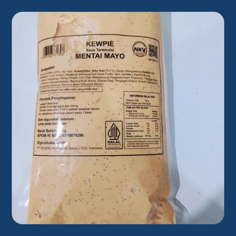 

Kewpie Saus Mentai 1kg / Cooking Sauce Mayo