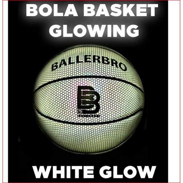 Bola Basket Size 6 BALLERBRO ORIGINAL Glowing Elastis Premium Bola Basketball Ukuran 6 White Glow Ku