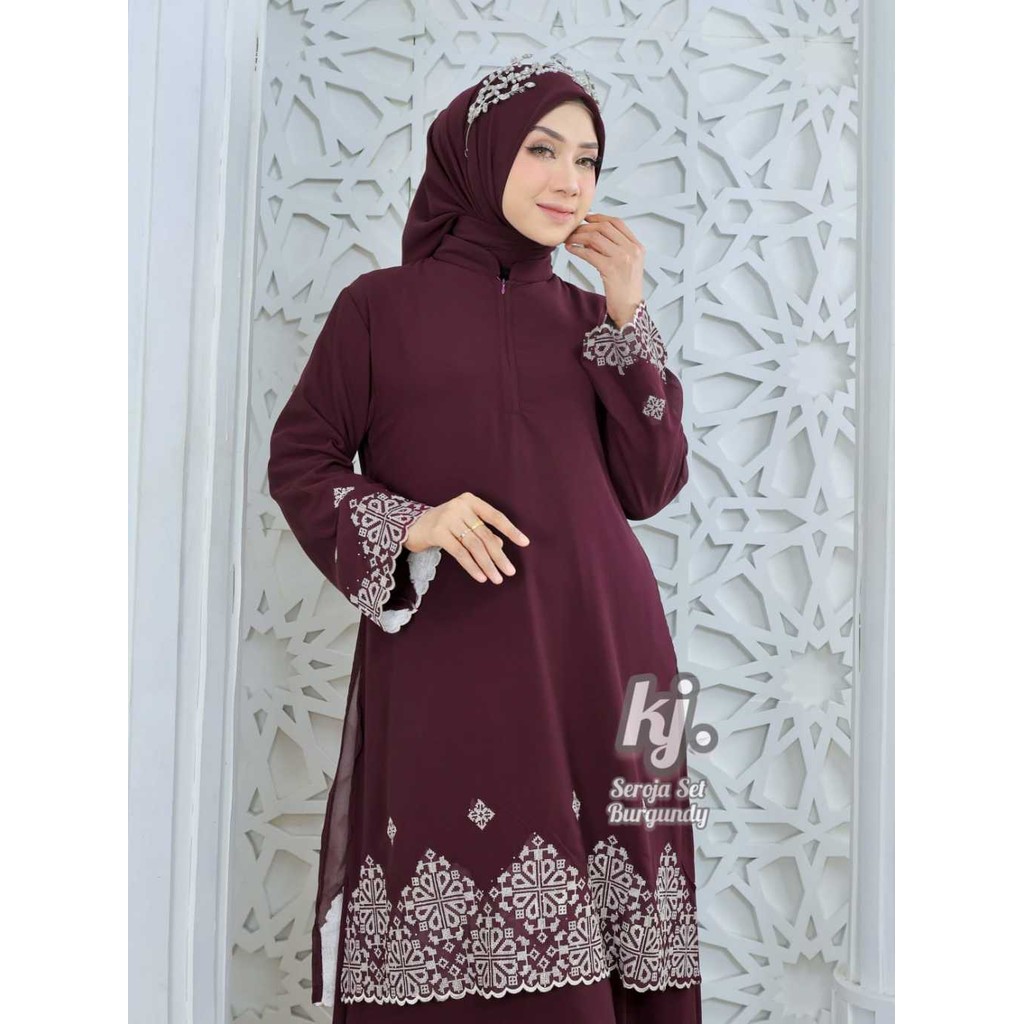 Baju Kurung Melayu Seroja set Hijab Khadijah Mode Baju Kurung Malaysia