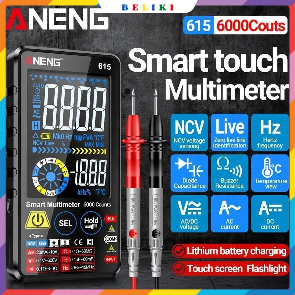 ANENG Digital Multimeter Touchscreen NCV Lighting 6000 Count 700mAh - 615