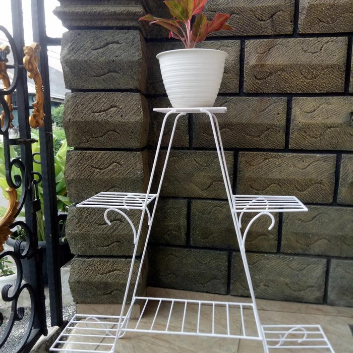 Rak Bunga Besi Susun 6 jumbo 1M/Standing Pot Planter Jumbo - Putih