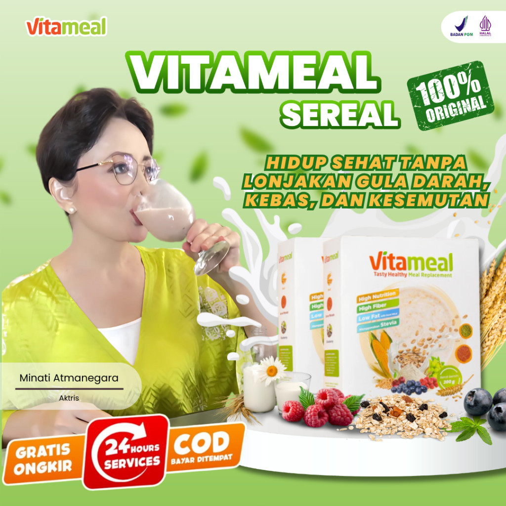 

PROMO VITAMEAL SEREAL DIET bagus untuk diet, cegah obesitas kolesterol diabetes asam lambung dan gerd sereal sehat sereal diet sereal diabetes VITAMILK DIET