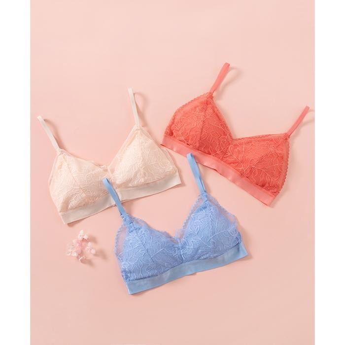 Young Curves Bra Delicate Lace Bralette C02-100242 - Light Blue, L