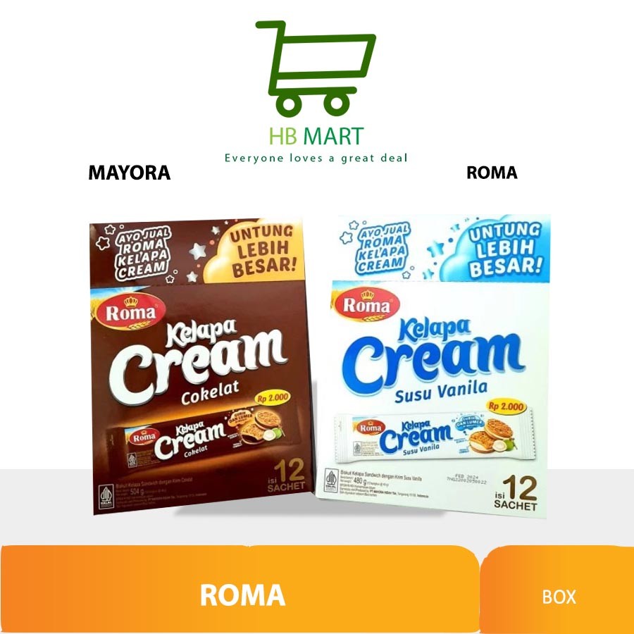 

ROMA KELAPA CREAM BOX ISI 12 PCS vanilla / coklat