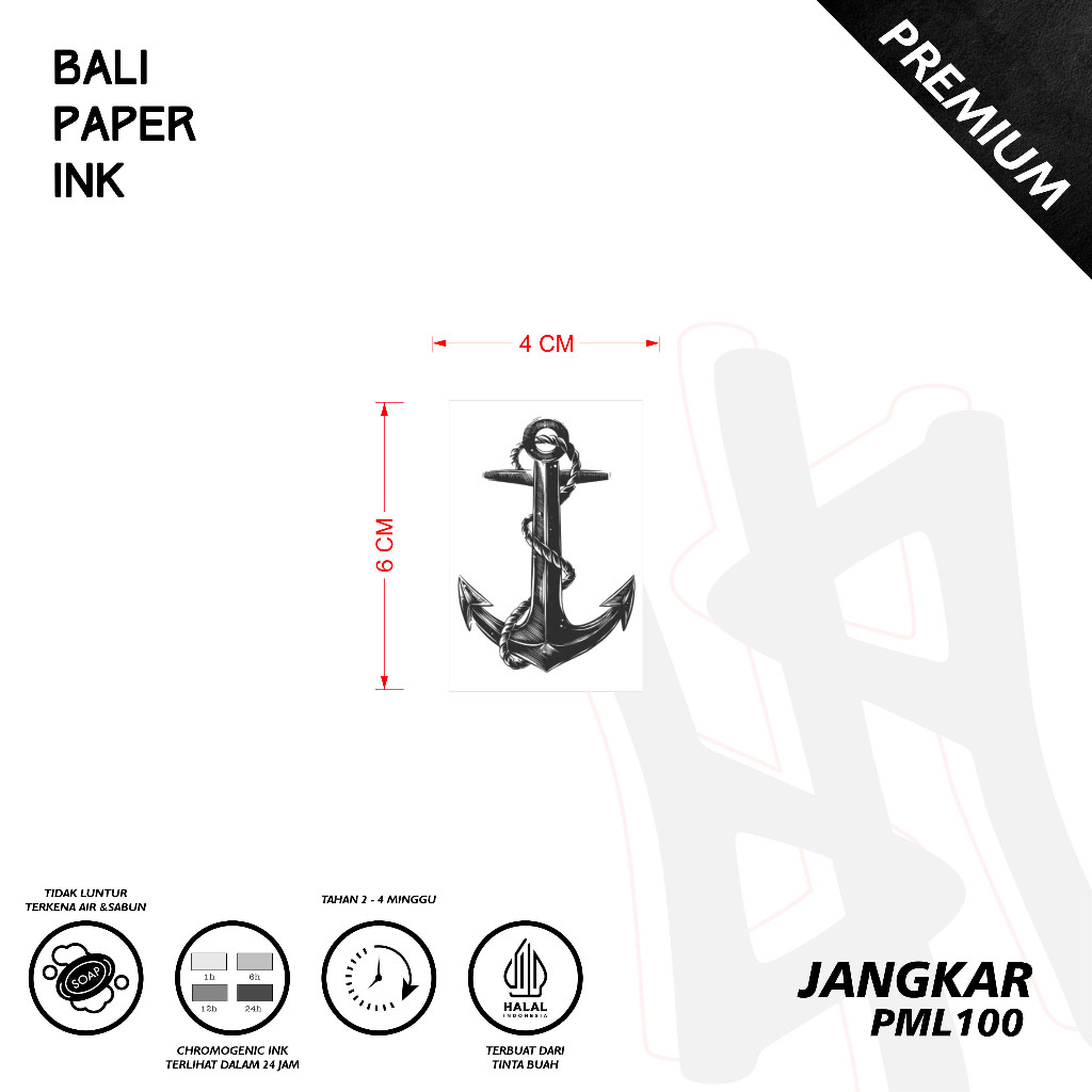 PML100 Jangkar Tatto Temporer Premium Fruit Ink Bali Paper Ink