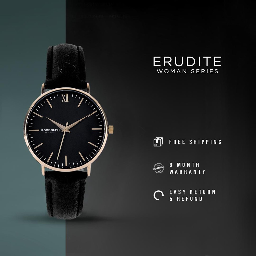 Roodolph Watch - Erudite Gold Black 32mm | Jam Tangan Analog  Wanita