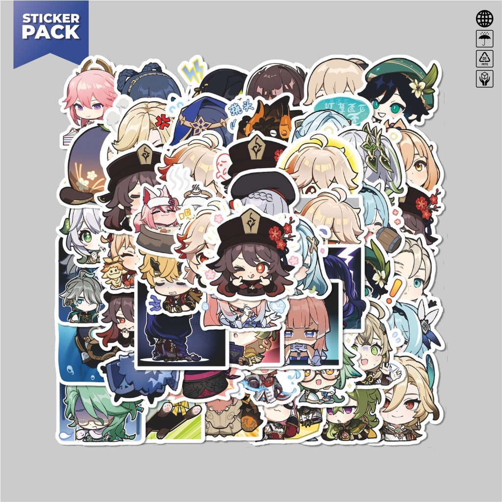 

[100PCS]Stiker Pack Stiker Anime Genshin Impact Aesthetic Vinyl Anti Air Dekorasi Sticker Laptop Buku Journal Koper Helm Casing HP Gitar Helm Skateboard