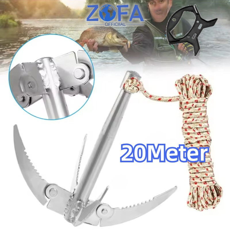 Alat Pemotong Rumput Air Profesional 4 Claw Sabit Jangkar Mini Lipat Tahan Lama Dengan Tali 20m Hand