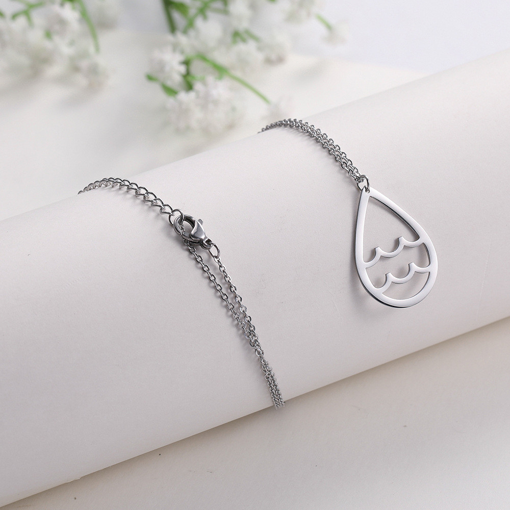 Kalung Fashion Aquarius Potong Stainless Steel Personalized Berongga Dua Belas Simbol Konstelasi