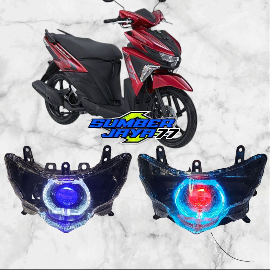 REFLEKTOR LAMPU DEPAN MIO SOUL GT 125 LED SET BILED 4,5IN FUL SET TINGGAL PASANG