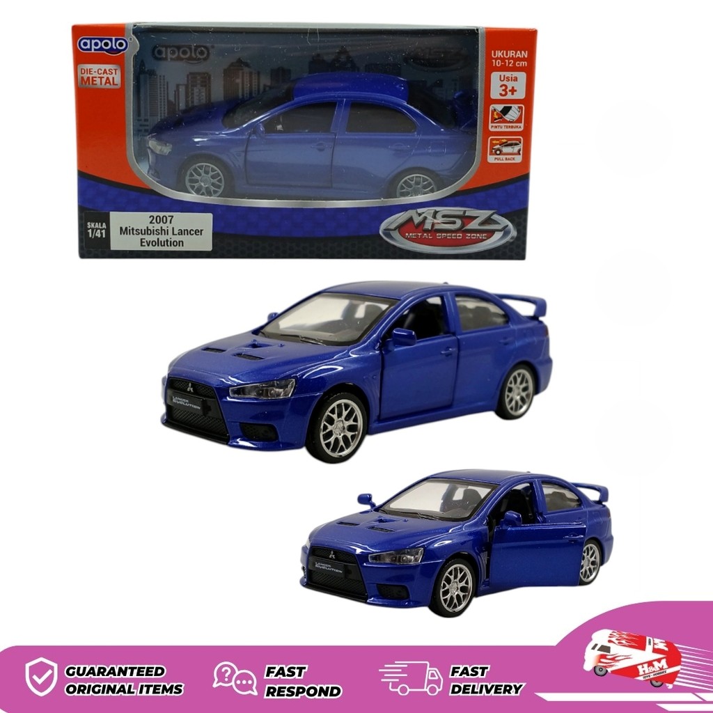 Diecast Apolo MSZ 2007 Mitsubishi Lancer Evolution Biru